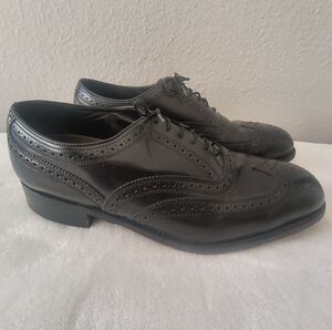 Florsheim Men's Lexington Oxford Wingtip Shoes Black Leather Size 9.5 D 17066